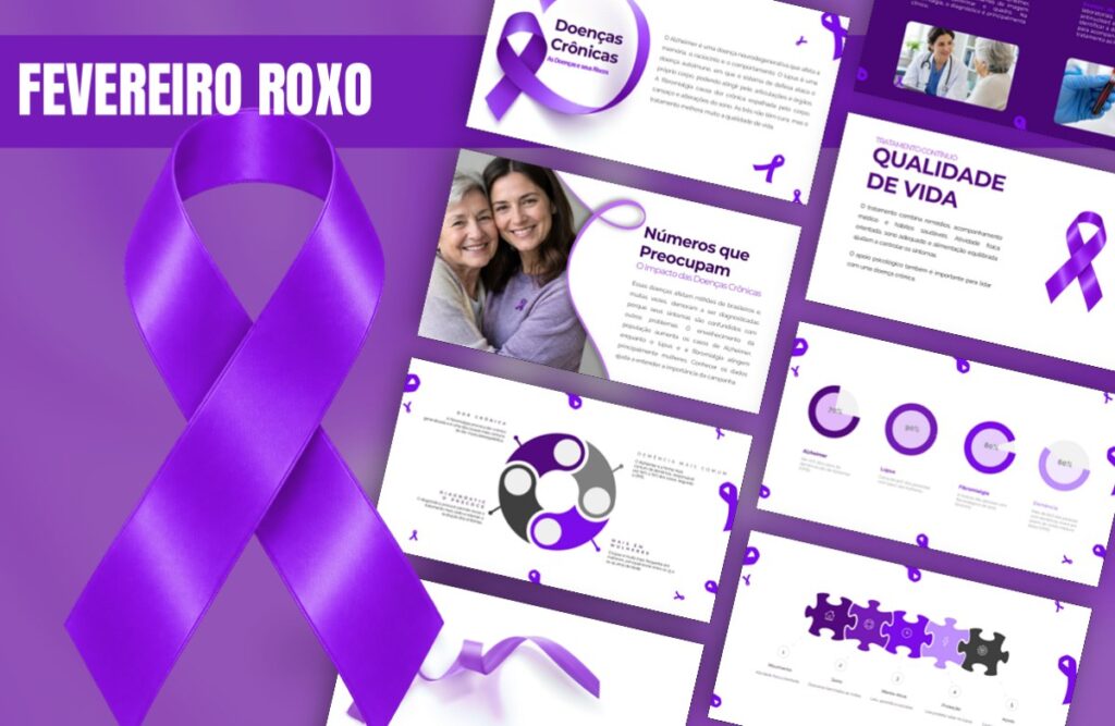 Fevereiro Roxo – Template de PowerPoint