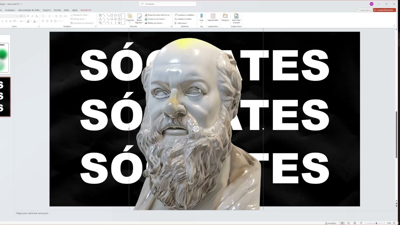 Busto do Sócrates grande na frente dos textos