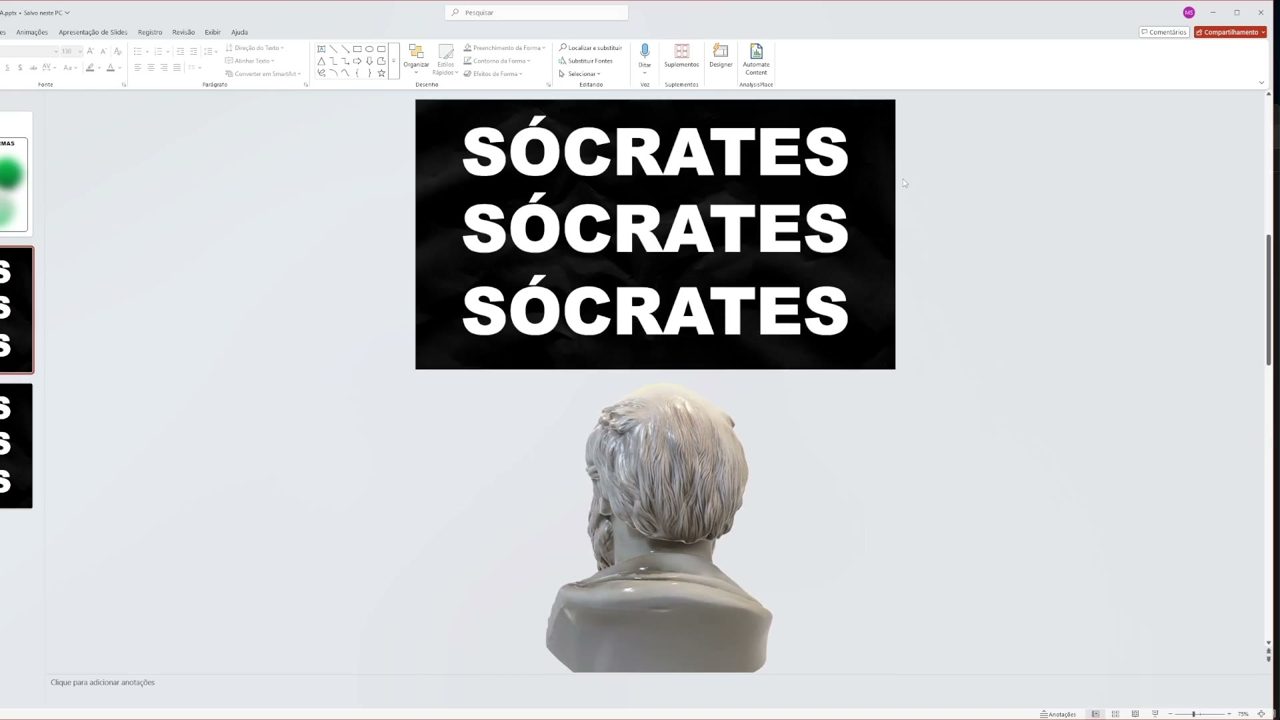 Primeiro slide com o busto embaixo e de costas